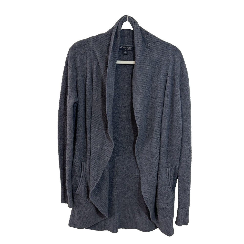 Barefoot Dreams  Gray Open Front‎ Cardigan Pockets Medium